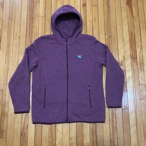 L.L.Bean Women’s Fleece Zip Up Hoodie Jacket Plum Burgundy Size L